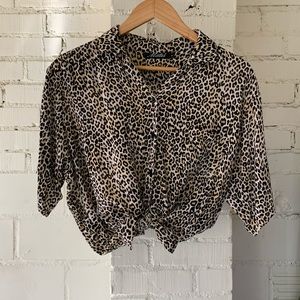 Leopard Print Pocket Button Up